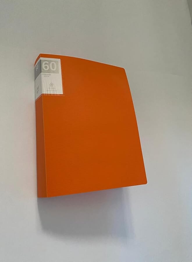 Clever 60 Crystal Clear Pockets Stripped Clear Book, A4 Size, Orange